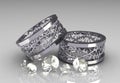Pair of Christs Crown White Gold Wedding Bands