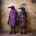 Inventive Character Designs: Two Birds Dressed Up In Purple
