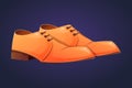 A pair of classic men's leather orange shoes with laces. Vector isolated cartoon illustration of boots. Royalty Free Stock Photo