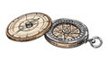 Pair of Classic Pocket Compasses Vector, vector design Generative AI Royalty Free Stock Photo