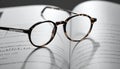 Quiet Study Reading Glasses on an Open Book Royalty Free Stock Photo
