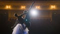 Pair of classical ballet dancers on rehearsal