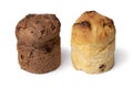 Pair of classico and cioccolato panettoncino on white background Royalty Free Stock Photo