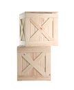 Pair of closed wooden crates isolated on Royalty Free Stock Photo