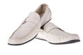 Pair of color eggshell male mocassins Royalty Free Stock Photo