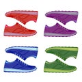 Pair colored suede sneakers shoes