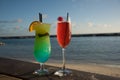 Pair of Colorful cocktails on the beach