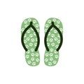 Pair of Colorful flip flops with animal paws .Vector Illustration Royalty Free Stock Photo