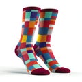 A pair of colorful socks on a white background Royalty Free Stock Photo