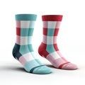 A pair of colorful socks on a white background. Royalty Free Stock Photo