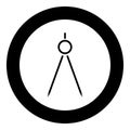 Pair of compasses icon black color in circle or round Royalty Free Stock Photo