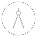 Pair of compasses icon black color in circle or round Royalty Free Stock Photo