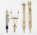 Pair of Compasses and Other Drawing Instruments Royalty Free Stock Photo