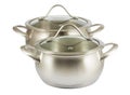 Pair cooking pots with lids Royalty Free Stock Photo