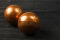 pair of copper Chinese balls Baoding Royalty Free Stock Photo