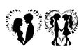 A Pair couple loving Vector & Illustration Silhouetee