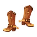 Pair of Cowboy Leather Boots as Wild West Object Vector Illustration