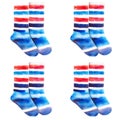 Cozy Striped Socks with Artistic Blue and Red Brush Strokes Royalty Free Stock Photo