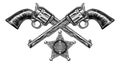 Pistols with Sheriff Star Badge Royalty Free Stock Photo