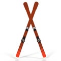 Pair of crossed skis isolated on white 3D Illustration