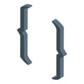 Pair of curly brackets isometrically projected on white background Royalty Free Stock Photo