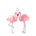 Pair of cute flamingos. Decoration pattern. Royalty Free Stock Photo