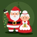 Pair of cute santa and miss claus characters Vector