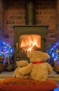 Two Teddy Bears waiting for Santa Claus Royalty Free Stock Photo