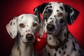 A pair of Dalmatians shares a bond of love and companionship