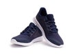 Pair of Dark Blue Sneaker on iSolated White Background Royalty Free Stock Photo