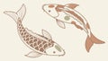Pair of Decorative Koi Fish in Water, vector design Generative AI Royalty Free Stock Photo