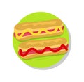 Pair of Delicious Hot-dogs, Vector Illustration Royalty Free Stock Photo