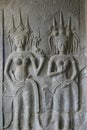 A pair of Devatas, Angkor Wat, Siem Reap Royalty Free Stock Photo