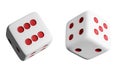A pair of dice on isolated background. Casino, betting, gambling addiction, concept of luck and random, 3d render