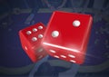 Pair of dice over blue casino table background Royalty Free Stock Photo