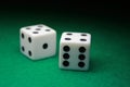 Pair of Dice over green Royalty Free Stock Photo