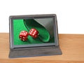 Pair dice shaker six five gaming game board backgammon Royalty Free Stock Photo