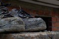 A pair of dirty working boots Royalty Free Stock Photo