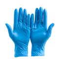 Pair of disposable blue nitrile gloves isolated on white background Royalty Free Stock Photo