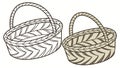 Pair of Diverse Woven Baskets, Rustic and Patterned, vector design Generative AI Royalty Free Stock Photo