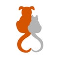 Pair of dog and cat making a heart with their tails Royalty Free Stock Photo