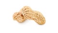 A pair of dried peanuts isolated against white background