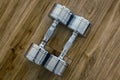 Pair of Dumbells in a Sport Fitness Room