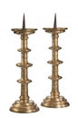 Pair early english brass candlesticks Royalty Free Stock Photo