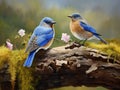 Ai Generated illustration Wildlife Concept of Pair of Eastern Bluebird Royalty Free Stock Photo