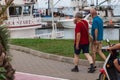 Pair of elderly homosexuals are walking together Royalty Free Stock Photo