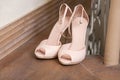 Pair of elegant brides biege shoes