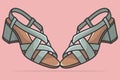 Pair Of Elegant Ladies Footwear Sandals Shoes vector illustration. Beauty fashion objects icon concept. New arrival women fashion