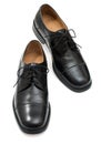 Pair of elegant mens shoes. Fashion black shiny leather. Isolated on a white background Royalty Free Stock Photo