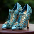 Pair of Elegant Shoes with Intricate Lace Designs